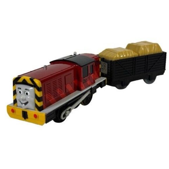 Thomas TOMY Trackmaster Salty VIDEO Train + Black Troublesome Truck w/ Cargo Car - Picture 3 of 16